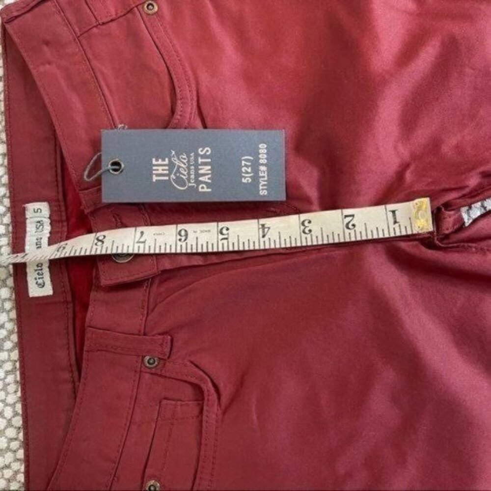 Cielo Jeans Red Faux Leather Skinny Pants Mid Rise Size 5 - Picture 10 of 11